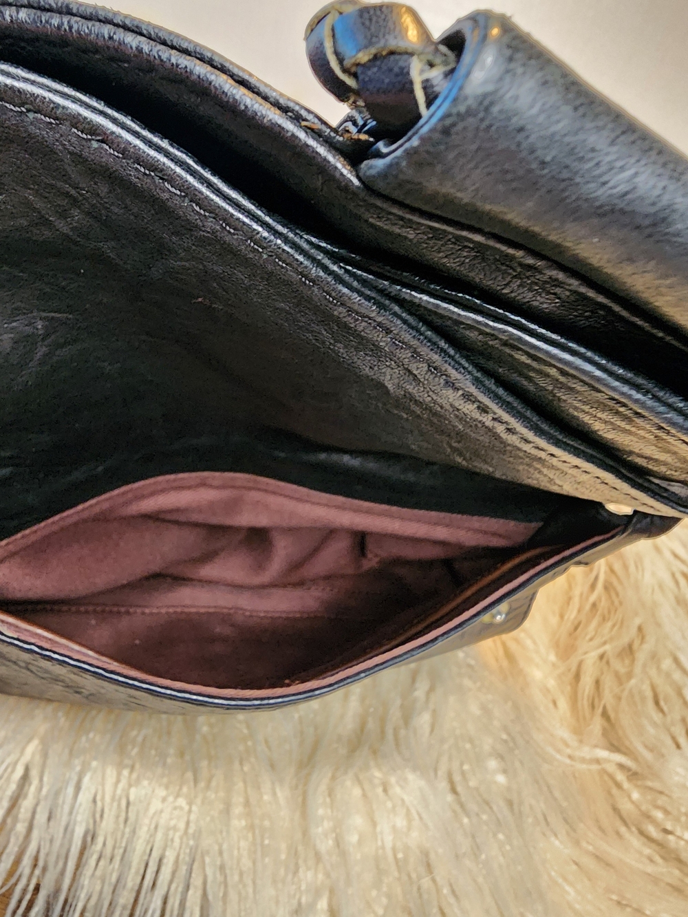Donald J Pliner Black Studded Shoulder Leather Hobo Handbag - Picture 6 of 9
